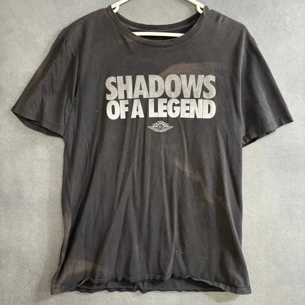Thrashed Air Jordan Shadows of a Legend T-Shirt Black Men’s Medium Graphic Tee